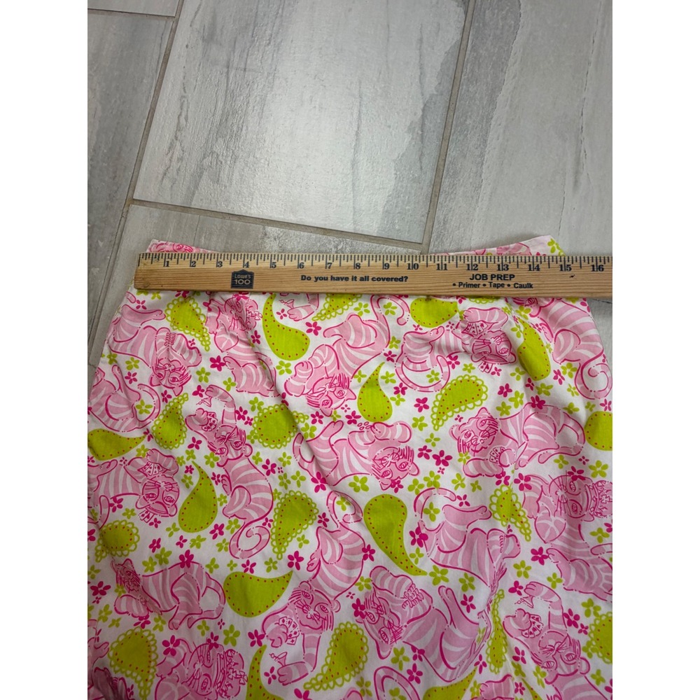 Lilly Pulitzer Pink Lime Green Cheshire Cat Paisley Cotton Mini Skirt Size 8 - Picture 3 of 6